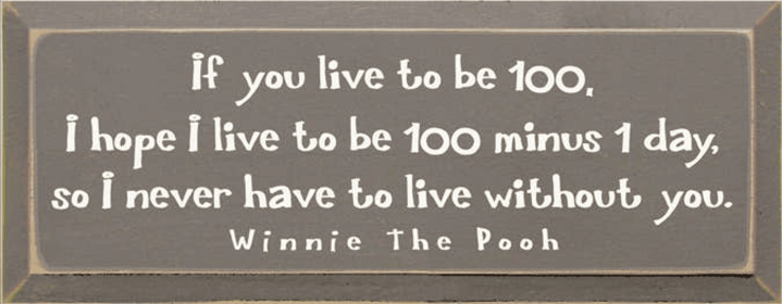 If You Live to Be 100 Pooh Wood Sign (Color: Old Anchor Gray, size: 7'' x 18")