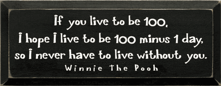 If You Live to Be 100 Pooh Wood Sign (Color: Old Black, size: 7'' x 18")