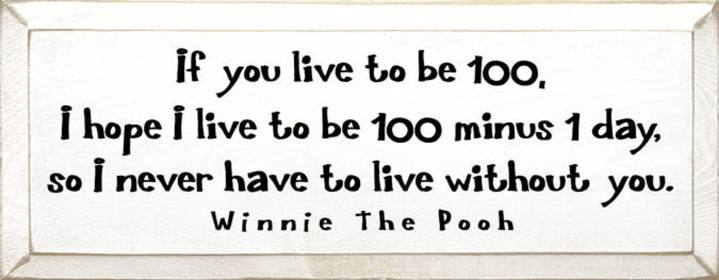If You Live to Be 100 Pooh Wood Sign (Color: Old Cottage White, size: 7'' x 18")