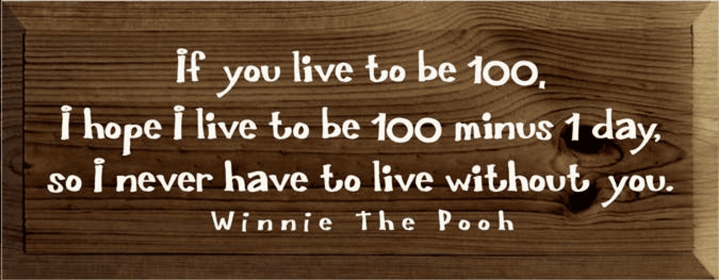 If You Live to Be 100 Pooh Wood Sign (Color: Walnut Stain, size: 7'' x 18")