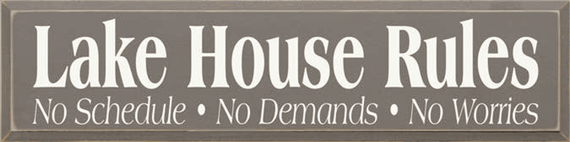 Lake House Rules Wood Sign (Color: Old Anchor Gray, size: 9" x 36")