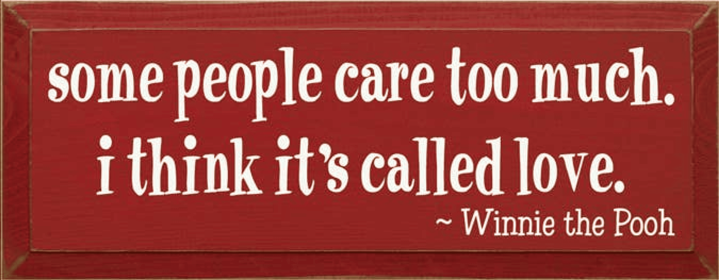 Some People Care Too Much Pooh Wood Sign (Color: Old Red, size: 7'' x 18")