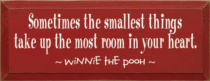 Sometimes the Smallest Things Pooh Wood Sign (Color: Old Red, size: 7'' x 18")