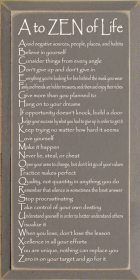 A to Zen Wood Sign (Color: Old Anchor Gray)