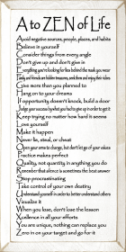 A to Zen Wood Sign (Color: Old Cottage White)