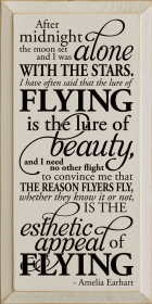 After midnight the moon set...Amelia Earhart quote Vertical (Color: Old Ivory)