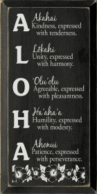 Aloha Meaning Wood Sign (Color: Old Black)