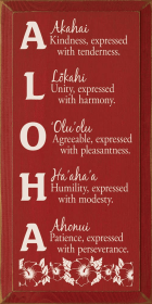 Aloha Meaning Wood Sign (Color: Old Red)