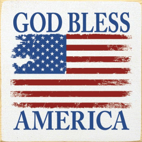 God Bless America (Color: Cottage White with Red and Blue)