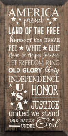 America, Proud, Land Of The Free, Home Of The Brave... (Color: Walnut)