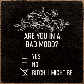 Are you in a bad mood Yes. No. B!tch I might be-checkboxes (Color: Old Black)