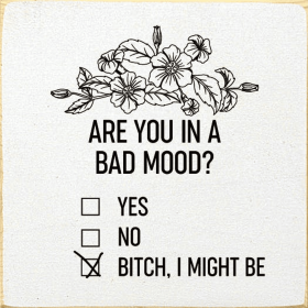 Are you in a bad mood Yes. No. B!tch I might be-checkboxes (Color: Old Cottage White)