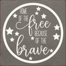 Home Of The Free Because Of The Brave Circle Outline (Color: Anchor Gray)