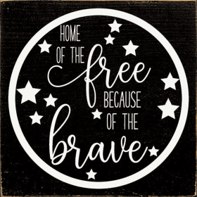 Home Of The Free Because Of The Brave Circle Outline (Color: Black)