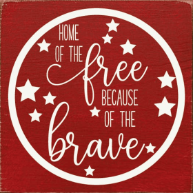 Home Of The Free Because Of The Brave Circle Outline (Color: Red)