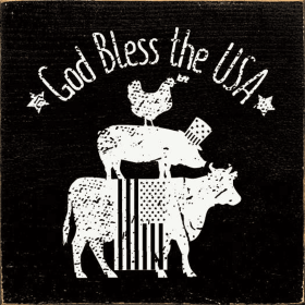 God Bless The USA Animals Flag (Color: Black)