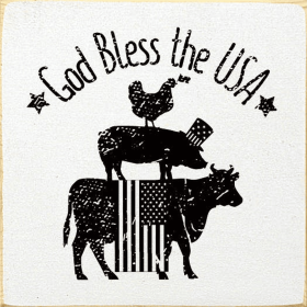 God Bless The USA Animals Flag (Color: Cottage White)
