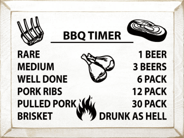 BBQ TIMER: Rare/1 beer, medium/3 beers, well done/6 pack... (Color: Old Cottage White)
