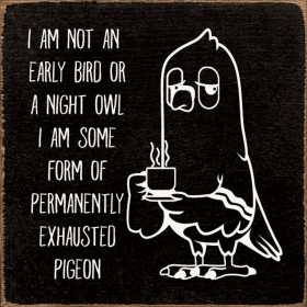 I am not an early bird or a night owl. I am some form of... (Color: Old Black)