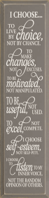 I Choose to Live by Choice Wood Sign (Color: Old Anchor Gray)