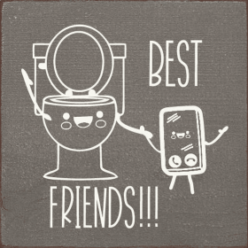 Best Friends (image of toilet and phone) (Color: Old Anchor Gray)
