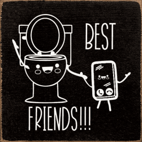 Best Friends (image of toilet and phone) (Color: Old Black)