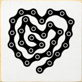 Bike Chain Heart Wood Sign (Color: Old Cottage White)
