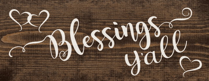 Blessings Y'all Wood Sign (Color: Dark Walnut with White)