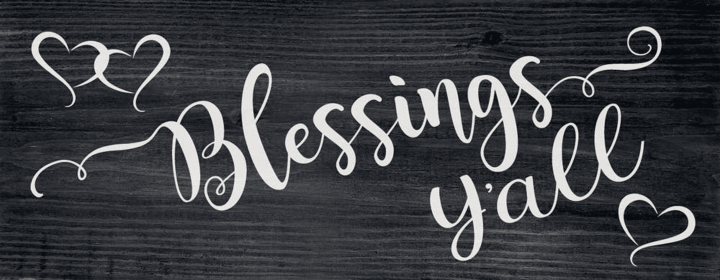 Blessings Y'all Wood Sign (Color: Ebony with White)