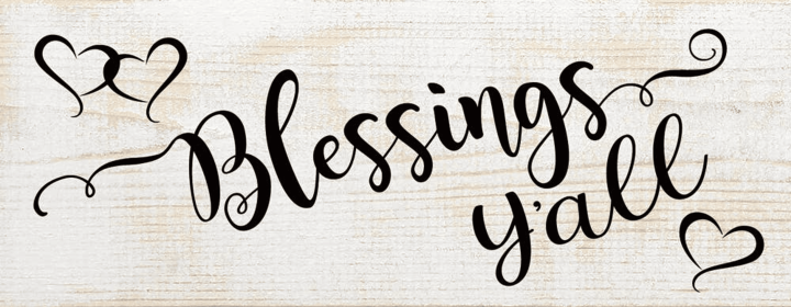 Blessings Y'all Wood Sign (Color: Sanded White with Black)