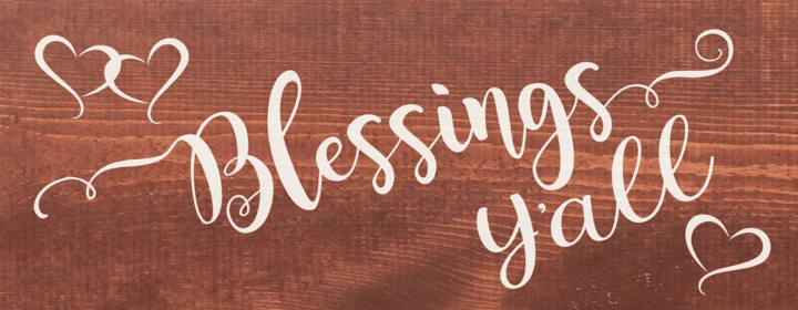 Blessings Y'all Wood Sign (Color: Warm Chestnut with White)