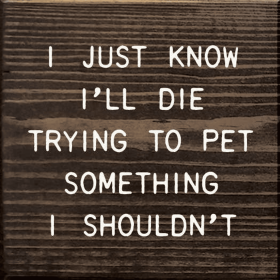I Just Know I'll Die Trying To Pet Something I Shouldn't (Color: Walnut Stain)