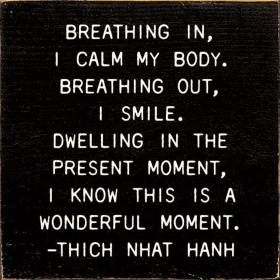 Breathing in, I calm my body. Breathing out, I smile. (Color: Old Black)