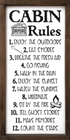 Cabin Rules Wood Sign (Color: Black/Gray)
