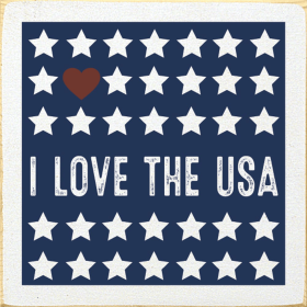 I Love The USA (Stars) (Color: Cottage White with Burgundy and Blue)