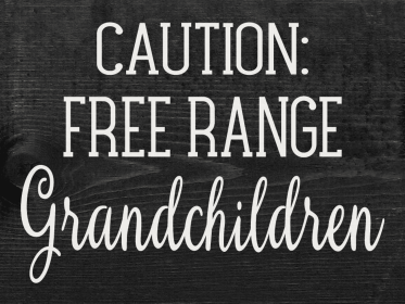 Caution Free Range Grandchildren Wood Sign (Color: Ebony with White)