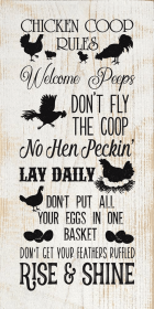 Chicken Coop Rules: Welcome Peeps, Don't Fly The Coop... (Color: Sanded White with Black)