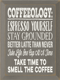 Coffeeology Wood Sign (Color: Old Anchor Gray)