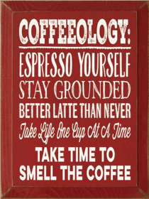 Coffeeology Wood Sign (Color: Old Red)