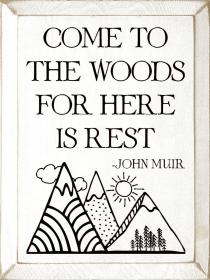 Come to the Woods Wood Sign (Color: Old Cottage White)