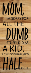 Mom, I'm sorry for all the dumb stuff I...  Wall Sign (Color: NR - Natural Reclaimed with Black Print, size: 6x14)