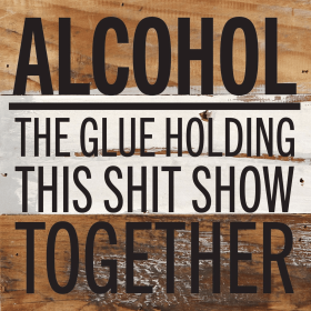 Alcohol Wall Sign (Color: BW - Blue Whisper with Black Print, size: 6x6)
