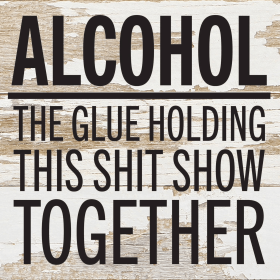 Alcohol Wall Sign (Color: WR - White Reclaimed with Black Print, size: 6x6)