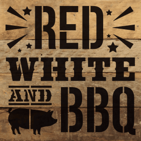 Red, white and BBQ... Wall Art (Color: NR - Natural Reclaimed with Black Print, size: 6x6)