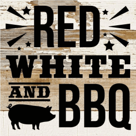 Red, white and BBQ... Wall Art (Color: WR - White Reclaimed with Black Print, size: 6x6)