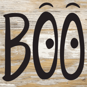 Boo... Wood Sign (Color: WR - White Reclaimed with Black Print, size: 6x6)