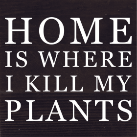 Home Is Where I Kill My Plants... Wood Sign (Color: ES - Espresso Brown with Cream Print, size: 6x6)
