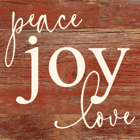 Peace, joy, love... Wall Sign (Color: RRC - Red Reclaimed with Cream, size: 6x6)