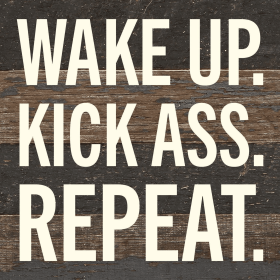 Wake Up Wall Sign (Color: ES - Espresso Brown with Cream Print, size: 6x6)