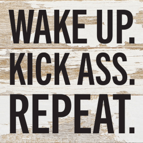 Wake Up Wall Sign (Color: WR - White Reclaimed with Black Print, size: 6x6)